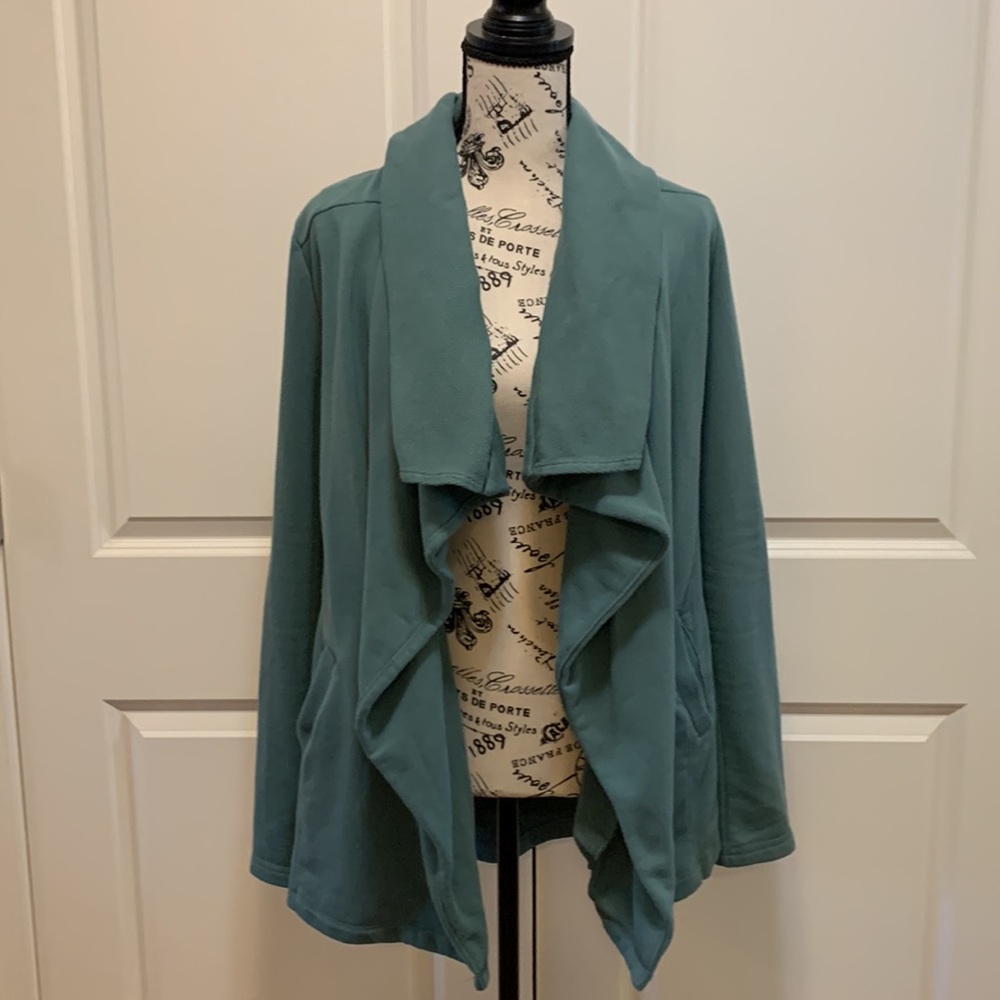 ANTHROPOLOGIE SATURDAY SUNDAY Waterfall Cardigan Sea Green Wrap Coat Size Small